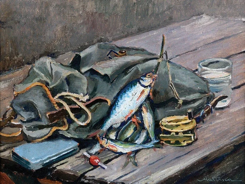 1888-Václav Materna - Natura morta con pesci